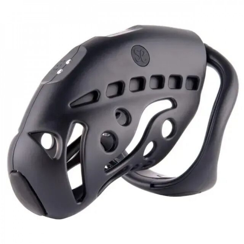 Клетка для члена LOCKINK SEVANDA Nautilus Estim Chastity Cage с электростимуляцией - вид сбоку, демонстрирующий конструкцию