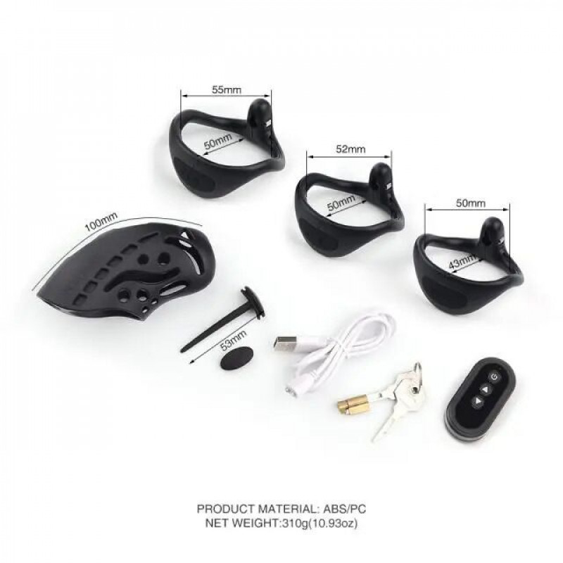 Клетка для члена LOCKINK SEVANDA Nautilus Estim Chastity Cage с электростимуляцией - общий вид и пропорции