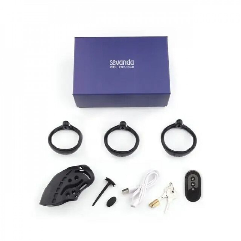 Клетка для члена LOCKINK SEVANDA Nautilus Estim Chastity Cage с электростимуляцией - крупный план деталей