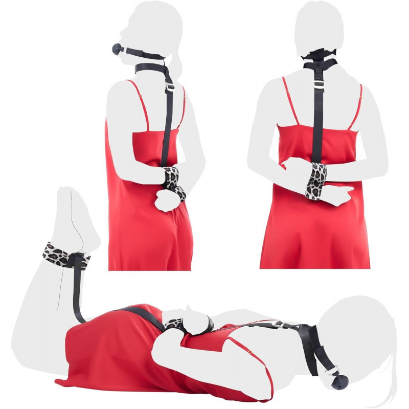 БДСМ-набір LOCKINK YEAHWOW Armbinder: детальний вигляд збоку, показує конструкцію ременів