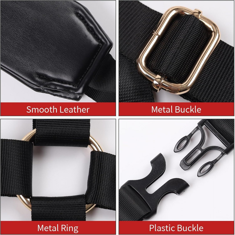 Вид збоку BDSM-набору LOCKINK YEAHWOW Black Doggy Style Saddle Set: деталі конструкції