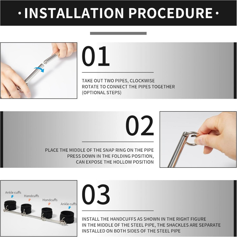 БДСМ-набір LOCKINK YEAHWOW: текстура ременів та металевих деталей