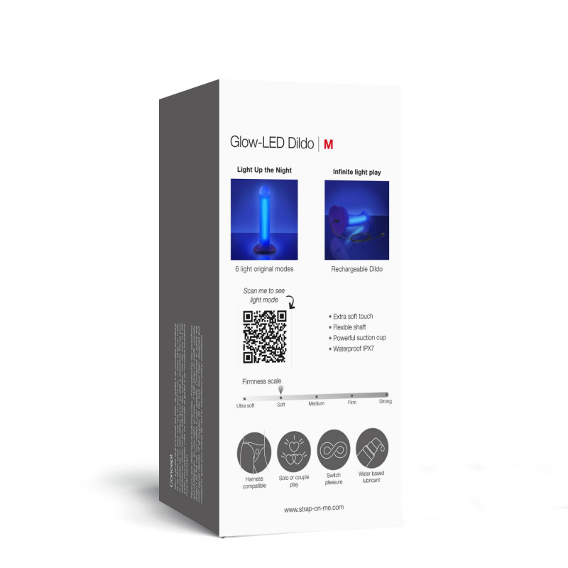 Текстура поверхні дилдо Strap-On-Me Glow-LED Dildo Purple - M, імітація реалістичності