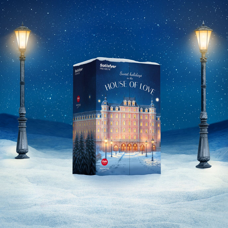 Satisfyer Premium Advent Calendar 2025 - фото збоку, що демонструє висоту та габарити календаря