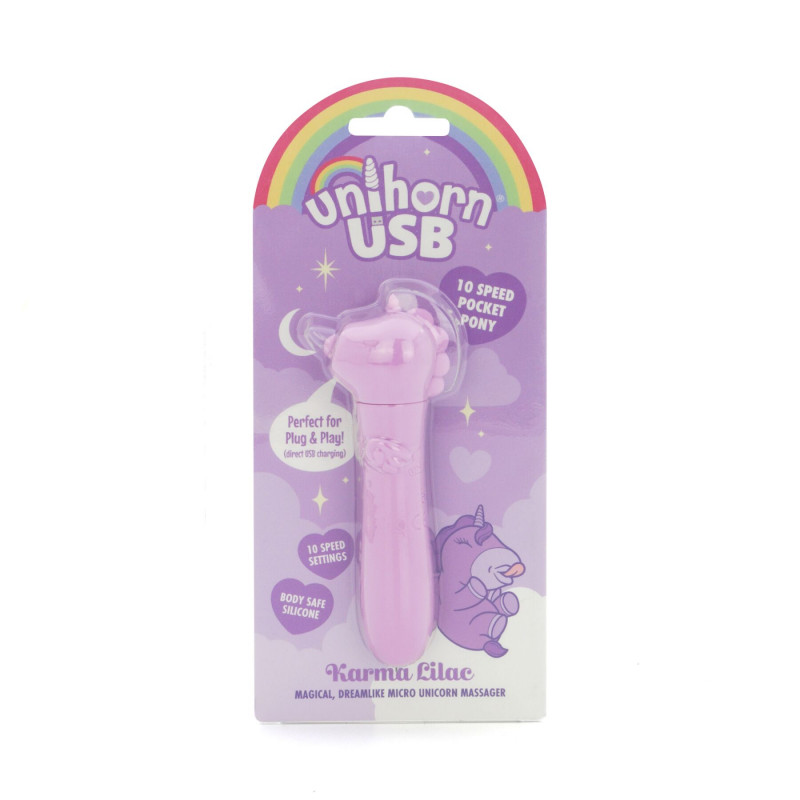 USB порт Unihorn Karma Lilac, рожевий вібратор-єдиноріжка, зручна зарядка