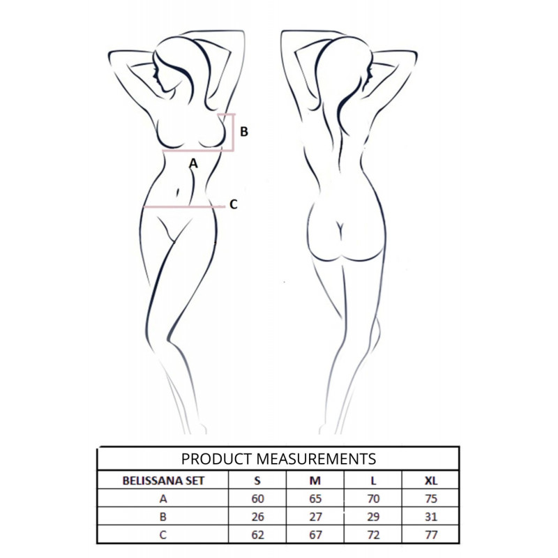 Комплект білизни Passion BELISSANA SET white XL - демонстрація посадки на моделі