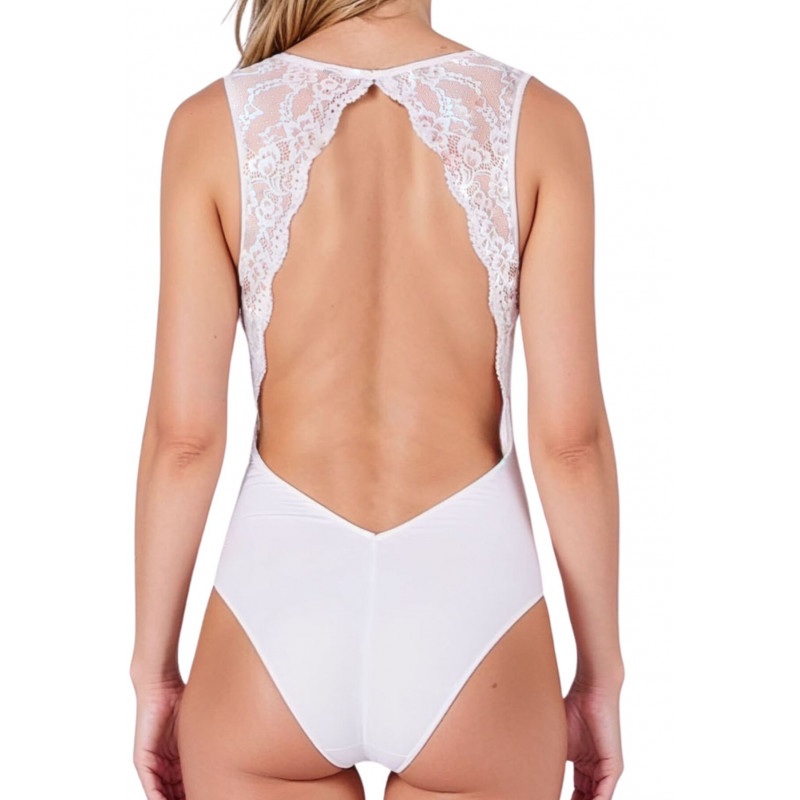 Боді Passion EVALIE BODY white L вид збоку, акцент на виріз