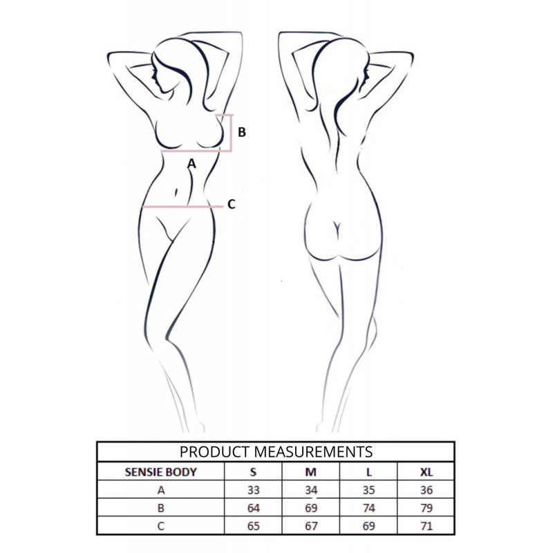 Комплект: чорне боді Passion SENSIE BODY M та елементи стилю