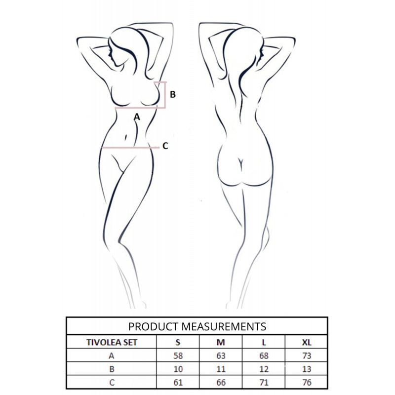 Деталі оздоблення комплекту Passion TIVOLEA SET violet L - бантик, мереживна стрічка