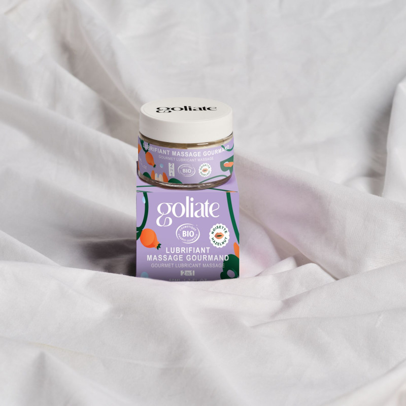 Упаковка массажного масла-лубриканта Goliate Couple Gourmand Noisette 50 мл, картонная коробка