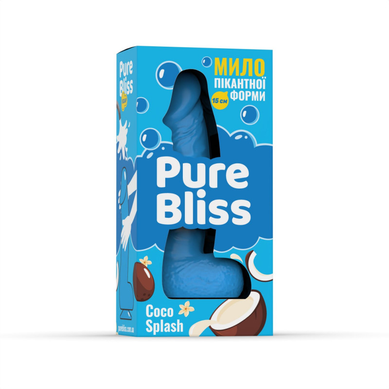 Задня сторона упаковки ароматного мила Pure Bliss Blue Coco Splash (Кокосове молоко) 15 см