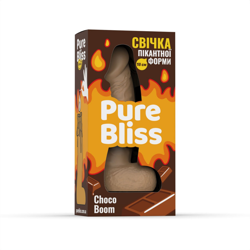 Ароматна свічка Pure Bliss Brown Choco Boom (Шоколад) 18 см, фото в інтер'єрі, створює затишну атмосферу
