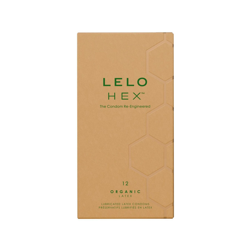 Презерватив LELO HEX Condoms Organic, тонкий та еластичний, видно текстуру