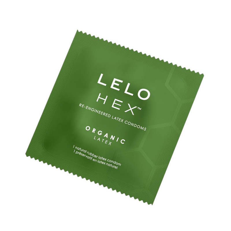 Детальний вигляд презерватива LELO HEX Condoms Organic, шестикутна структура