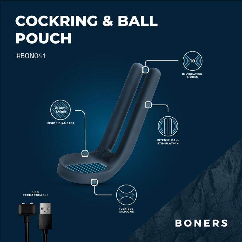 Ерекційне кільце Boners Cockring & Ball Stimulator - повний комплект