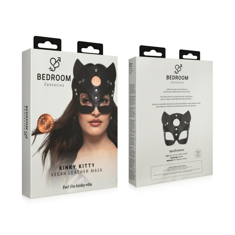 Чорна маска Bedroom Fantasies Kinky Kitty Mask, деталі вушок