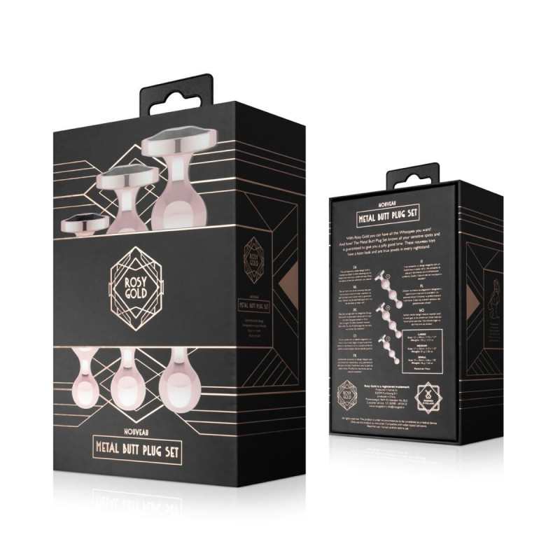 Набір анальних плагів Rosy Gold Metal Butt Plug Set 3 шт. - в контексті використання