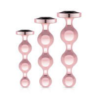 Набор анальных пробок Rosy Gold Metal Butt Plug Set 3 шт., розовое золото