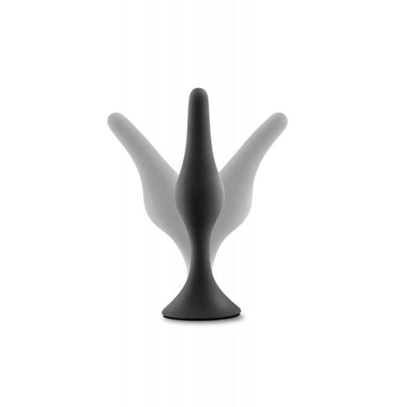 Анальні пробки Blush Luxe Beginner Plug Kit Black - детальний вид кожної пробки з різними розмірами.