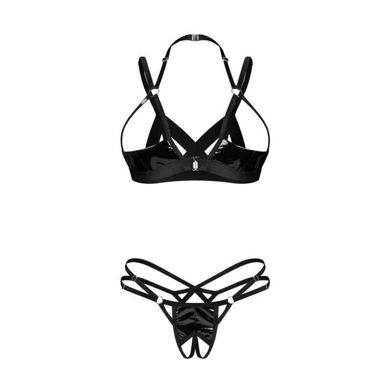 Комплект Obsessive Keira Lise 2-pcs crotchless set S/M - текстура м'якого мережива