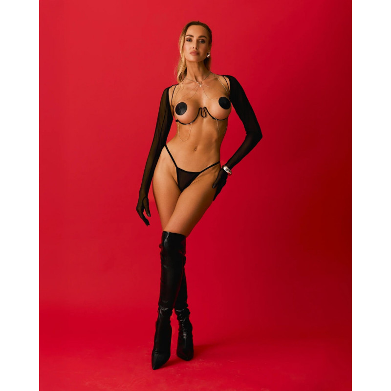 Бра-гартер Obsessive Lustique Black harness bra: елегантна упаковка бренду Obsessive