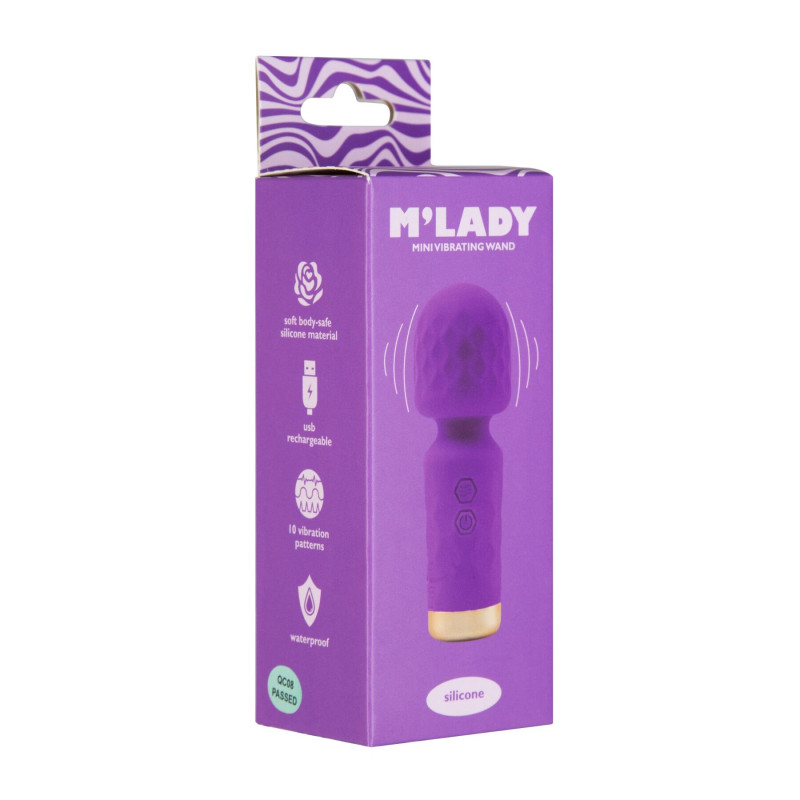 Вібромасажер BMS M'Lady Mini Wand Purple, вигляд збоку – ергономічний дизайн