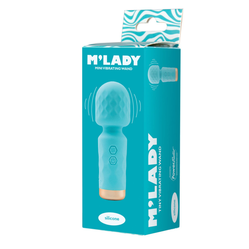 Вібромасажер BMS M'Lady Mini Vibrating Wand Teal - вид збоку, демонстрація форми