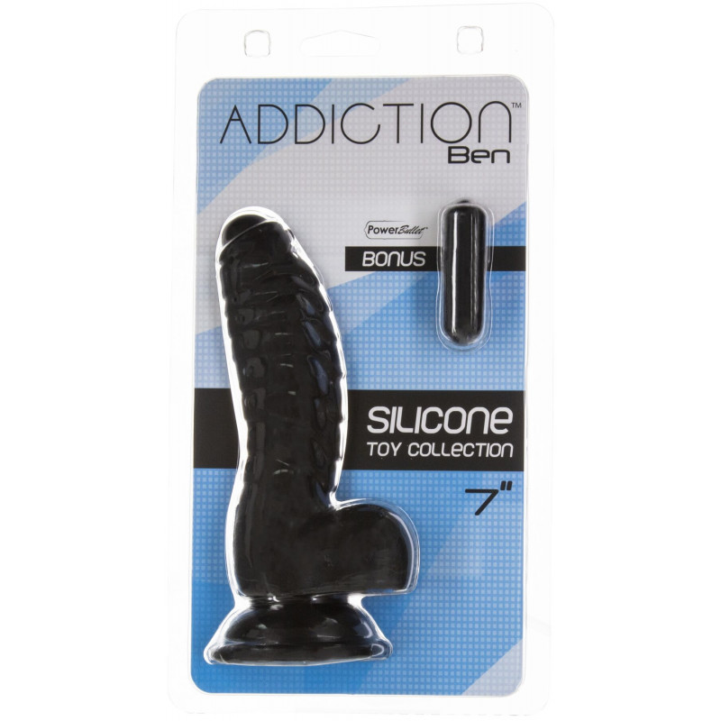 Фалоімітатор ADDICTION Ben 7 Dildo With Balls Black, крупний план текстури