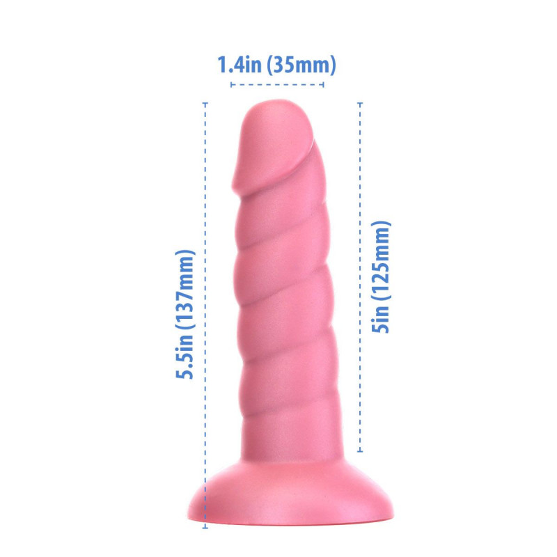 Фаллоимитатор Addiction Unicorn Dildo 5.5” Pink, вид сбоку, изогнутая форма