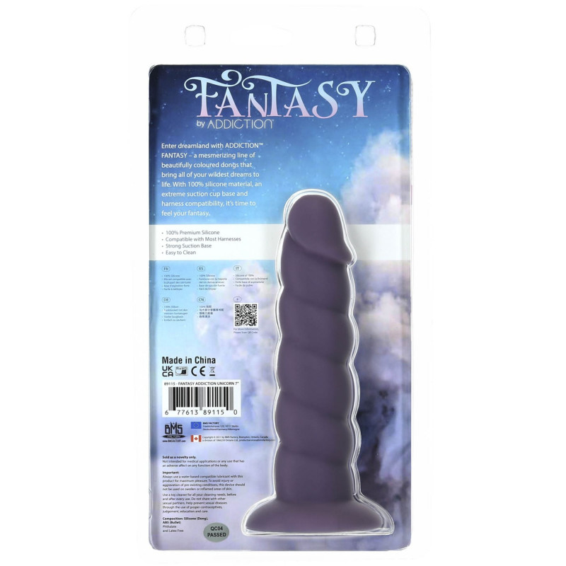 Фалоімітатор ADDICTION Fantasy Unicorn Dildo 7” Purple з віброкулею - демонстрація віброкулі