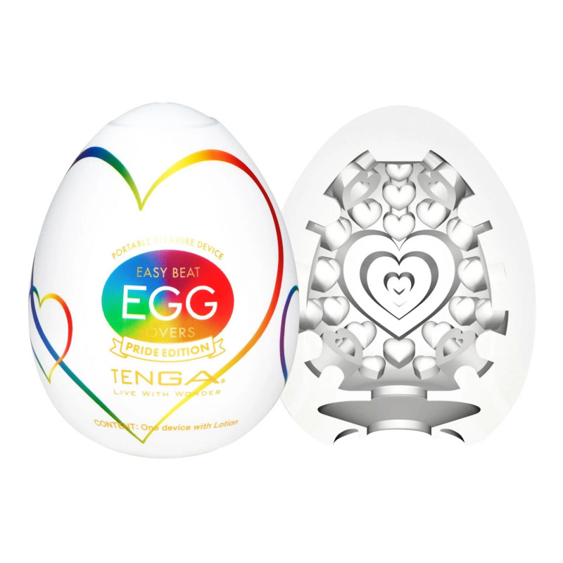 Tenga Egg Lovers Pride Edition: детальний вигляд мастурбатора-яйця збоку, що демонструє його унікальну текстуру
