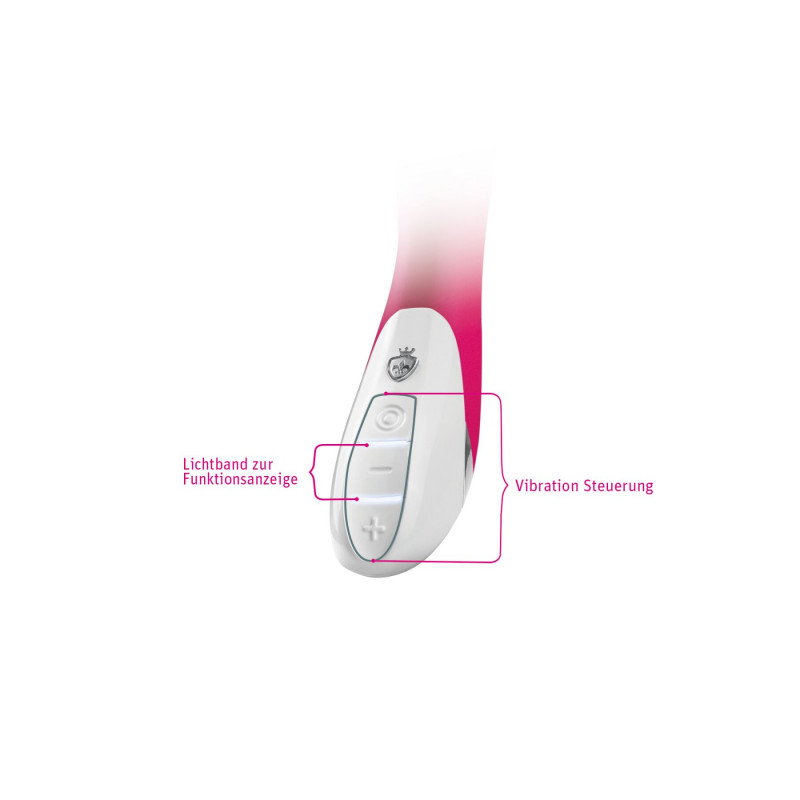 Вібратор Mystim Elegant Eric Pink в руці, демонструє його компактний розмір