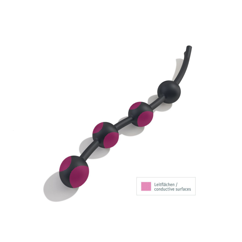 Текстура поверхонь анальних кульок Mystim Booty Garland L, акцент на гладкості.