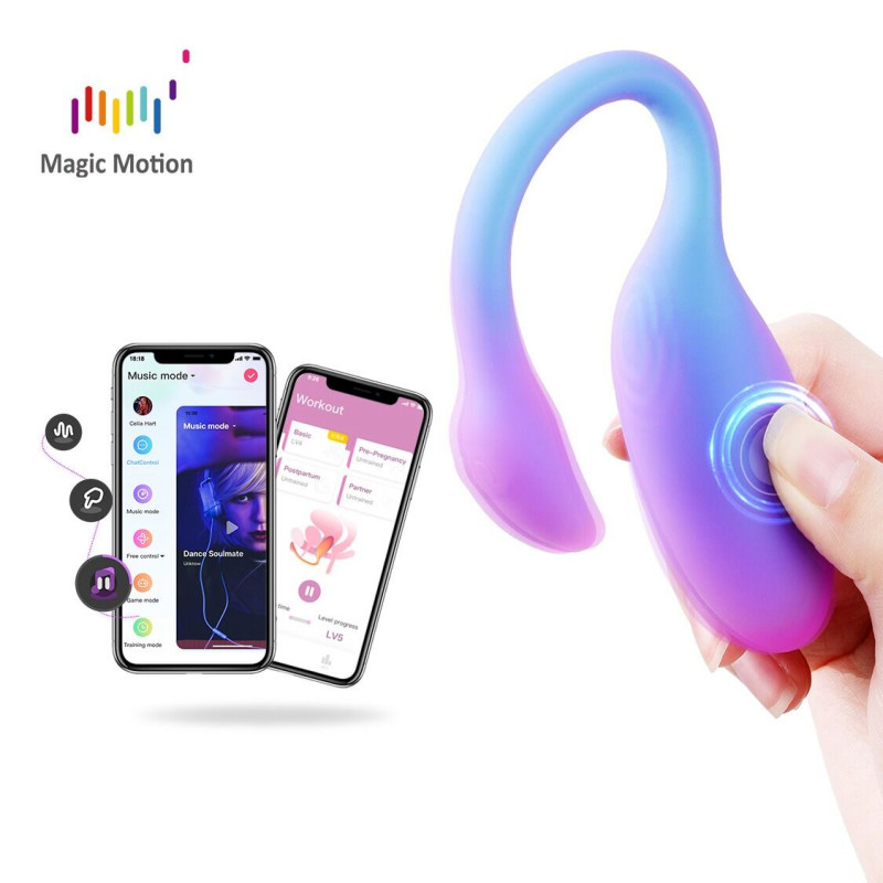 Смарт-віброяйце Magic Motion Flamingo Max Blue збоку: гладка текстура та ергономічна форма