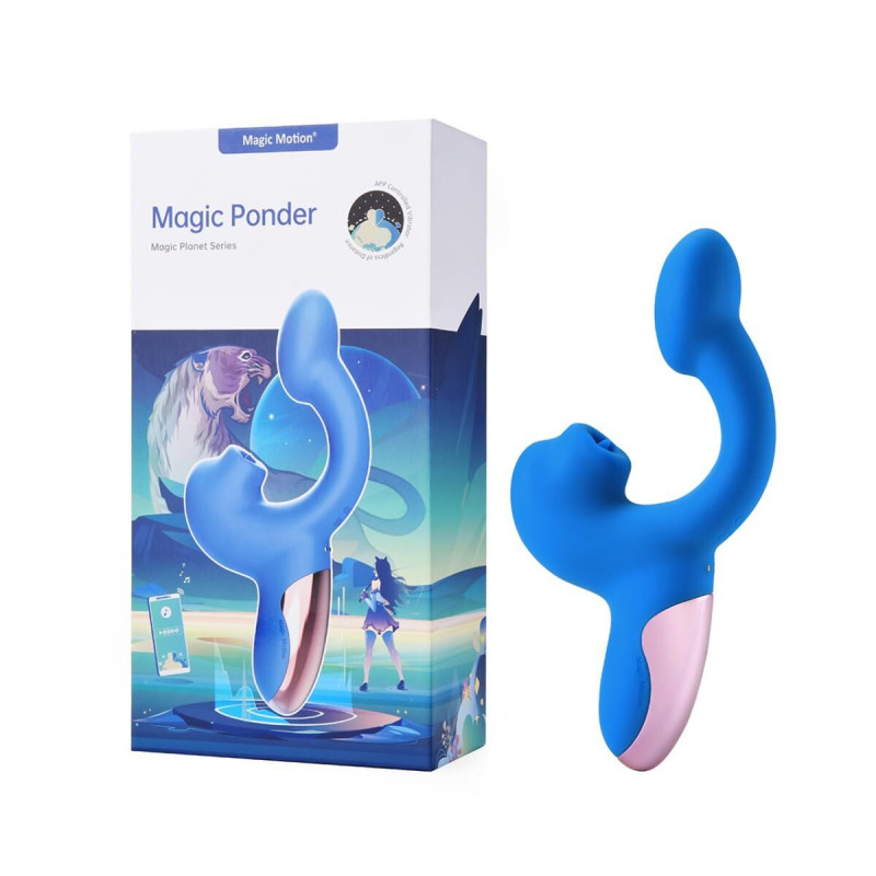 Смарт-вібратор Magic Motion Ponder Blue: силіконова текстура віброяйця та язичка