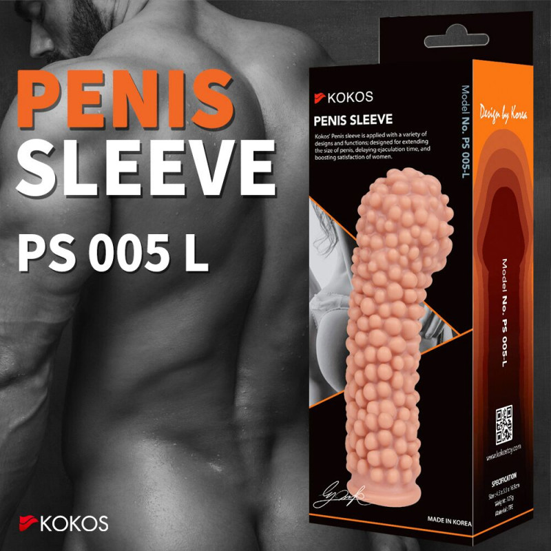 Текстура силіконової насадки Kokos Penis Sleeve PS 005, розмір L, рельєфна поверхня