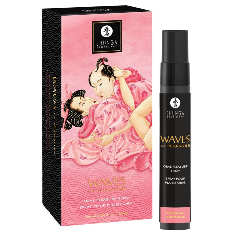 Shunga Waves of Pleasure Watermelon - спрей для посилення слиновиділення, деталі етикетки з описом