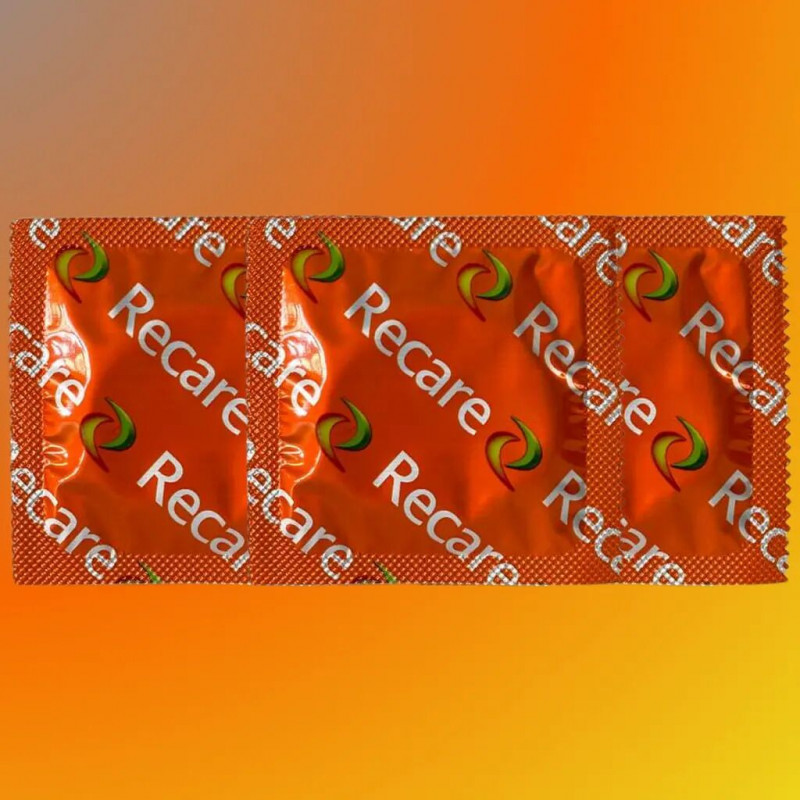 Презервативи Recare Color Fruit Flavour Condoms 3 шт - вид збоку упаковки з фруктовими ароматами