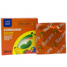 Презервативи Recare Color Fruit Flavour Condoms 3 шт, аромати: м'ята, банан, полуниця — Keks-Hub