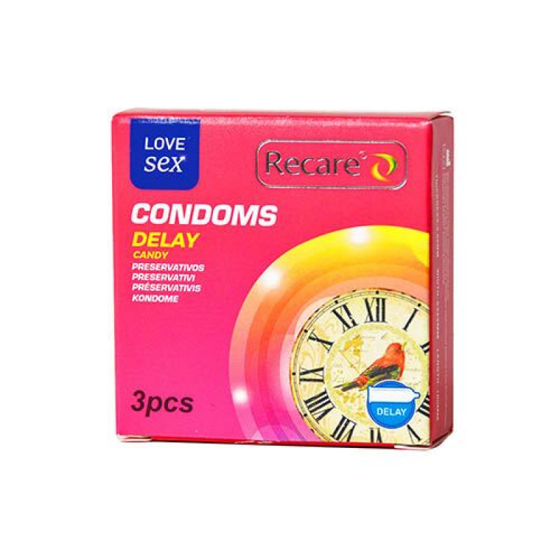 Набір з 3 презервативів Recare Delay Candy Condoms, вигляд збоку, деталі