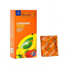 Презервативи Recare Color Fruit Flavour Condoms 12 шт, аромати: м'ята, банан, полуниця — Keks-Hub