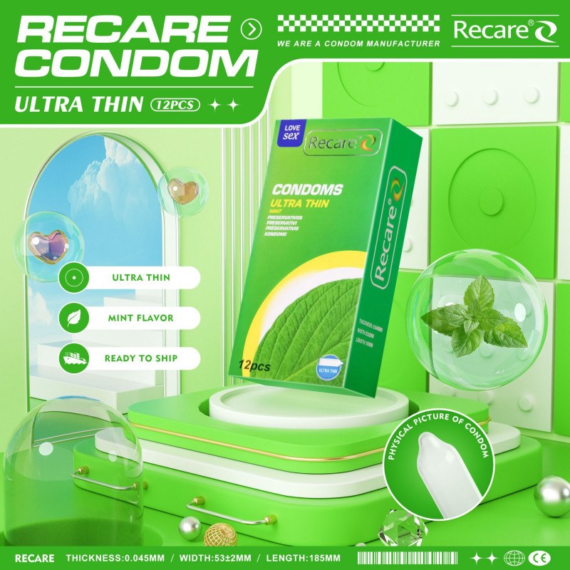 Запас презервативів Recare Ultra Thin Mint 12 шт: комфорт та безпека
