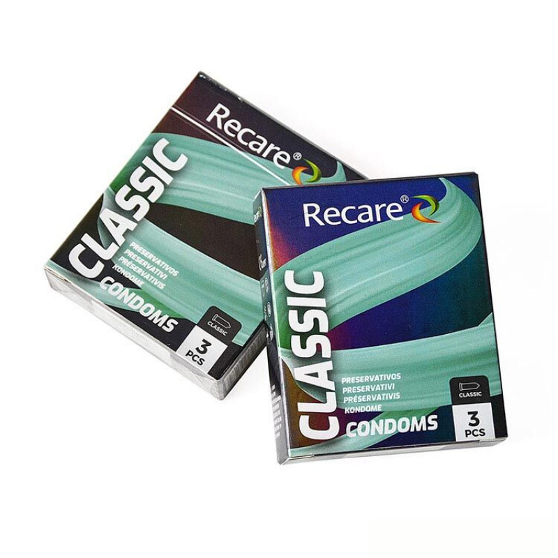 Презервативи Recare Holographic Classic 3 шт: розгорнута упаковка, що демонструє дизайн