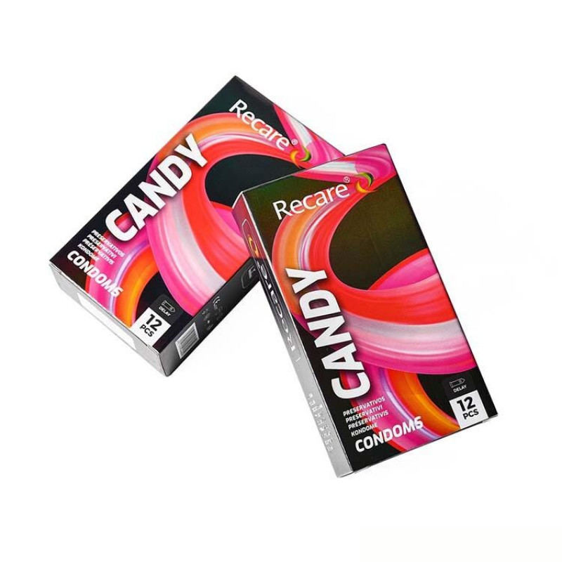 Презервативи Recare Holographic Delay Candy Condoms, вид збоку, розкрита упаковка