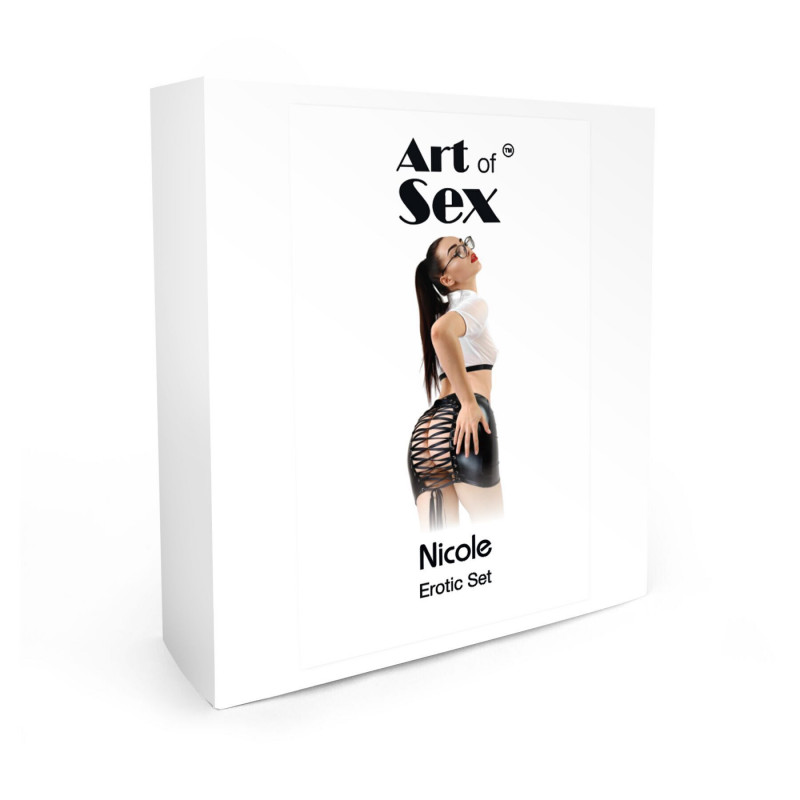 Еротичний костюм Art of Sex Nicole: комплект з окулярами та спідницею (вид спереду)