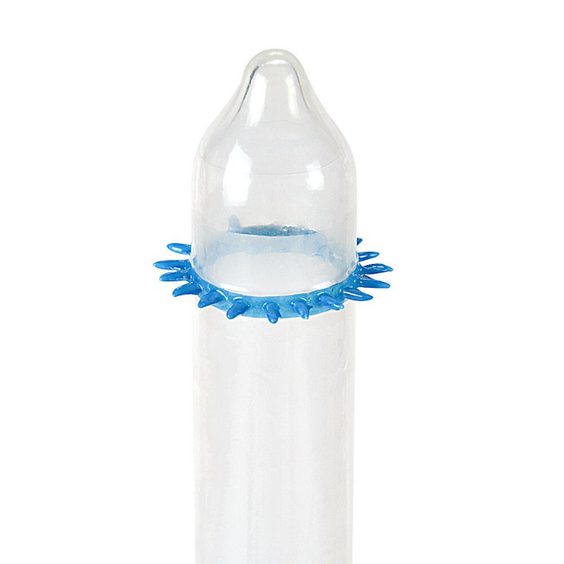 Насадка Recare Spike Condom Blue - вид збоку, що демонструє текстуру шипів