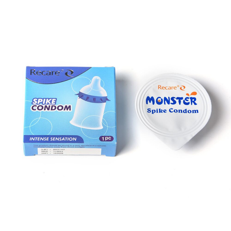 Текстура шипів на презервативі Recare Spike Condom Blue