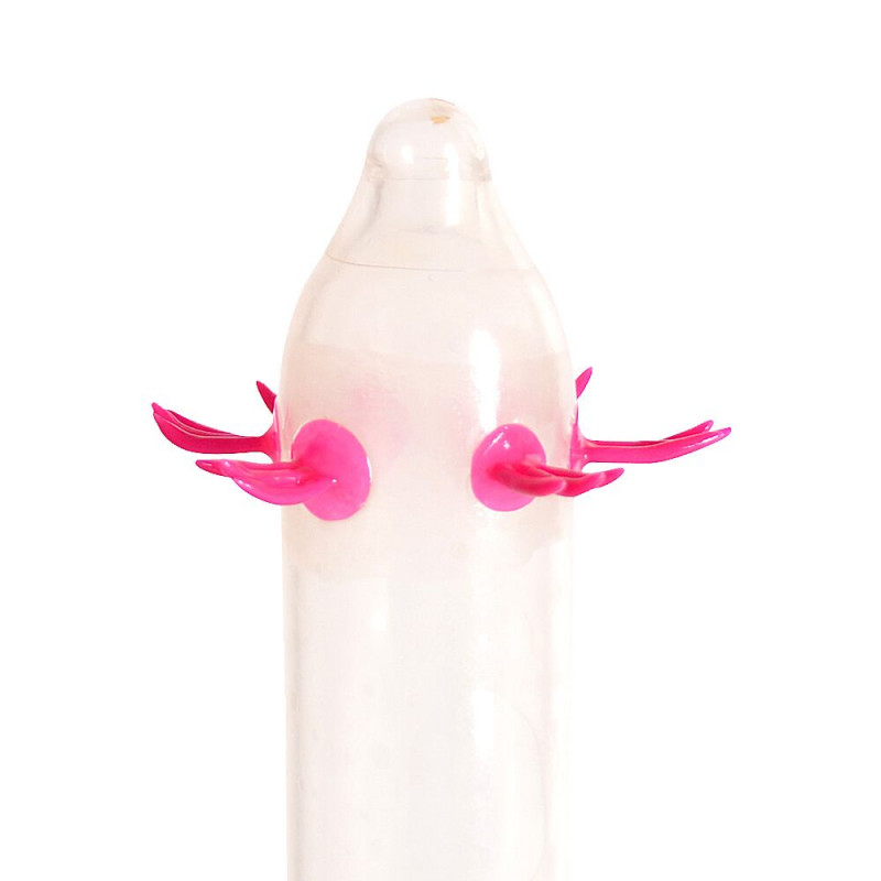 Детальний вигляд збоку насадки Recare Turquoise Monster Spike Condom, демонструючи текстуру та форму шипів