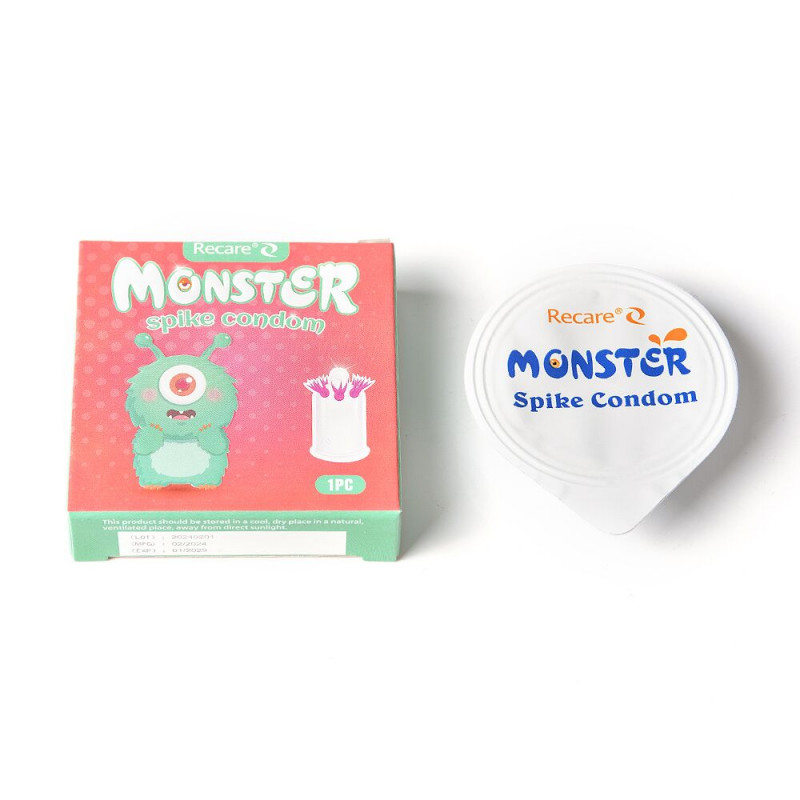 Макро-фотографія текстури шипів насадки Recare Turquoise Monster Spike Condom – реалістичний вигляд