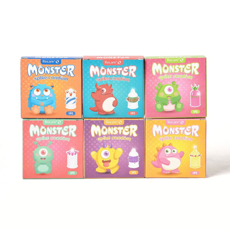 Колір та текстура насадки Recare Turquoise Monster Spike Condom – яскравий бірюзовий відтінок